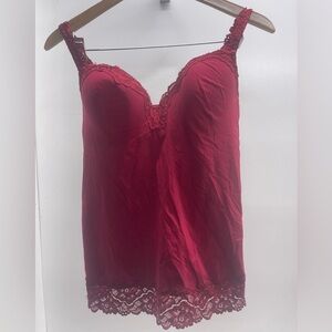 Soma Burgundy Lace-Trim Chemise
